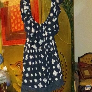 Elan Black And White Calypso Sleeveless Sundress with Cute Little  Print